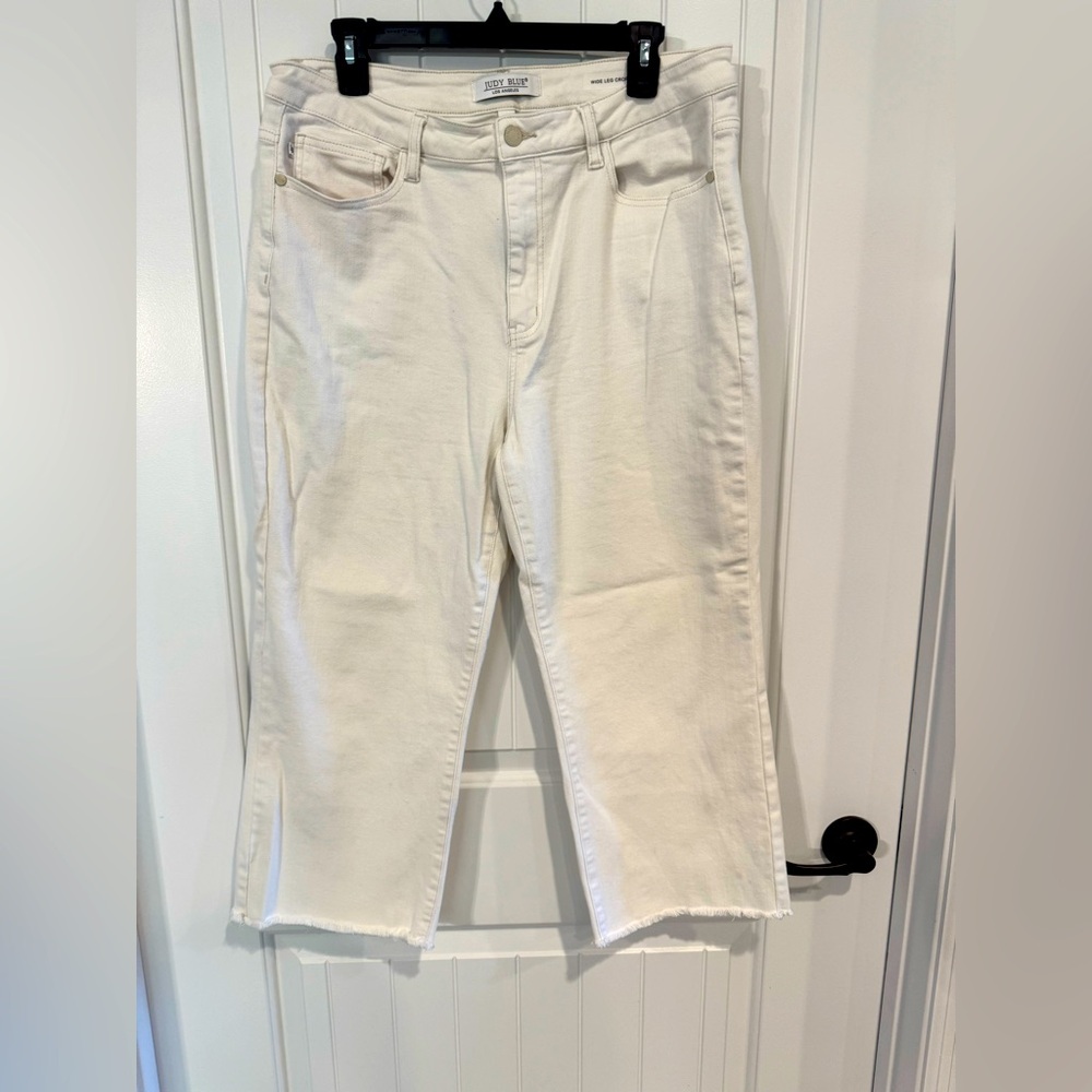 Judy Blue cropped wide leg jeans.